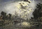 Johan Barthold Jongkind Rotterdam in the Moonlight France oil painting artist